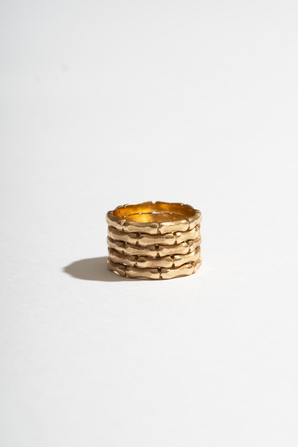 14K Stacked Bamboo Cigar Band