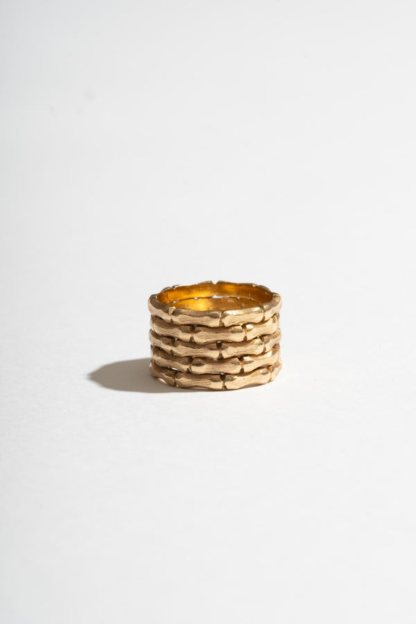 14K Stacked Bamboo Cigar Band