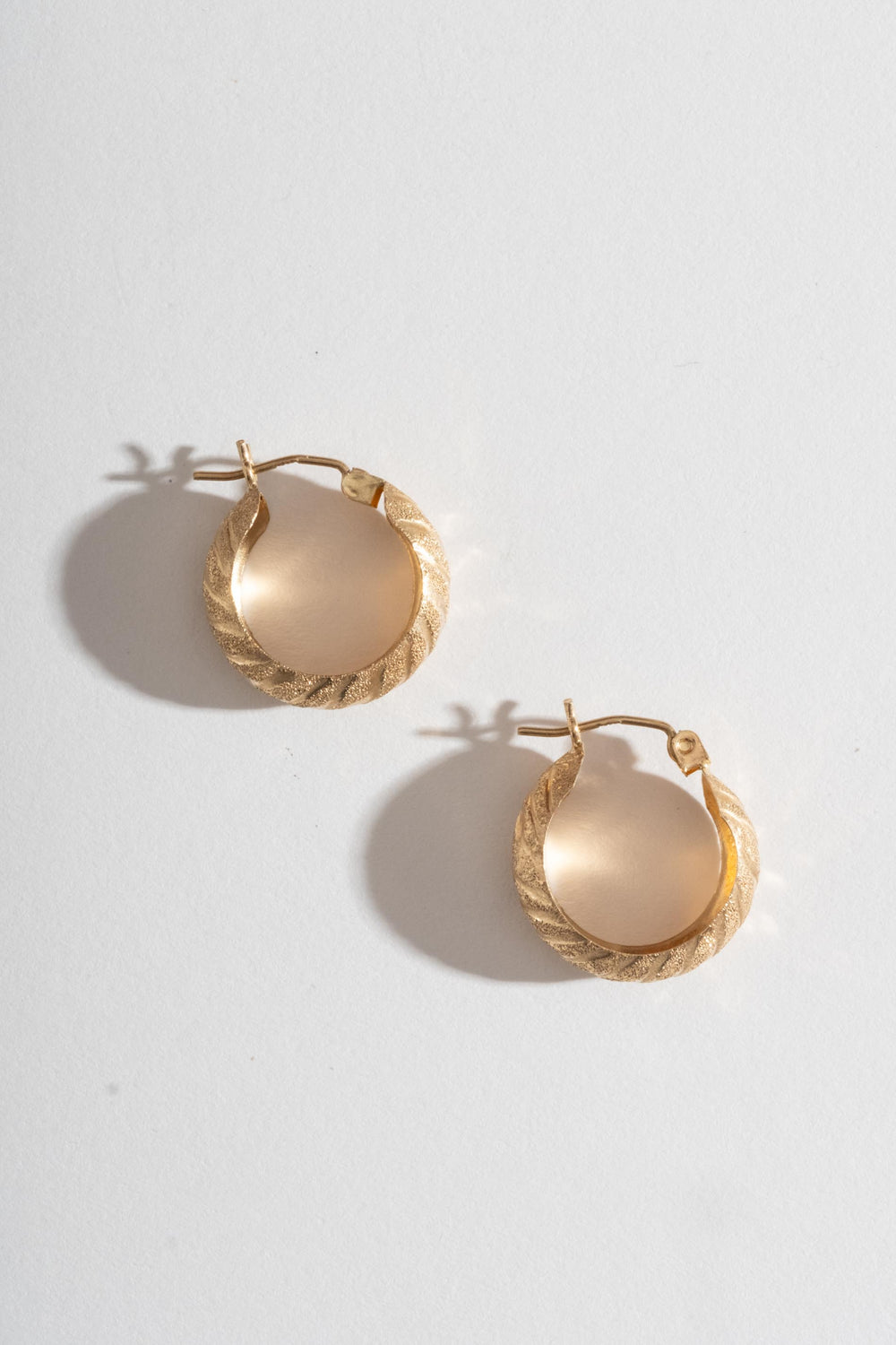 14K Textured Hoops