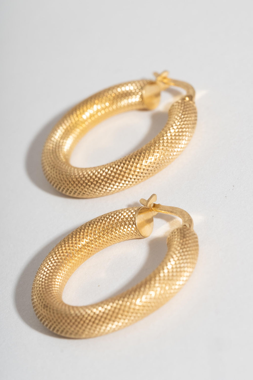 14K Textured Italian Hoops