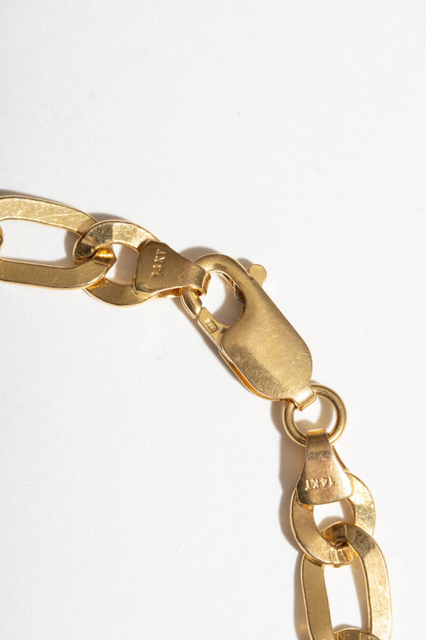 14K Rounded Figaro Chain Bracelet