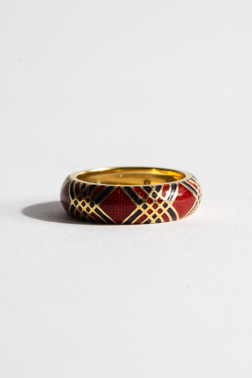 18K 1970s Plaid Enamel Band