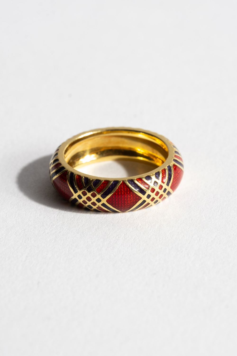 18K 1970s Plaid Enamel Band