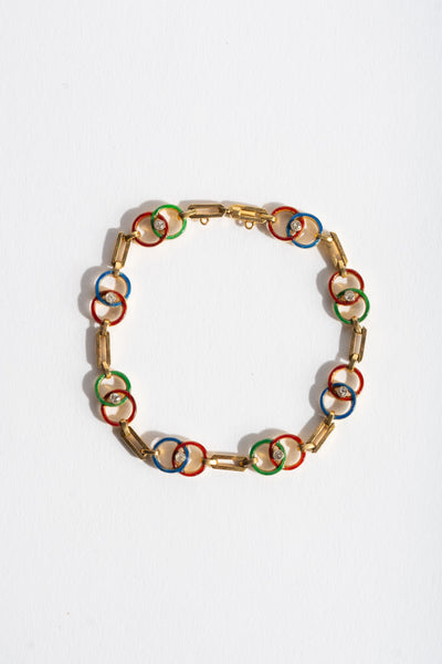 18K Deco Multi Color Enamel Rings Bracelet
