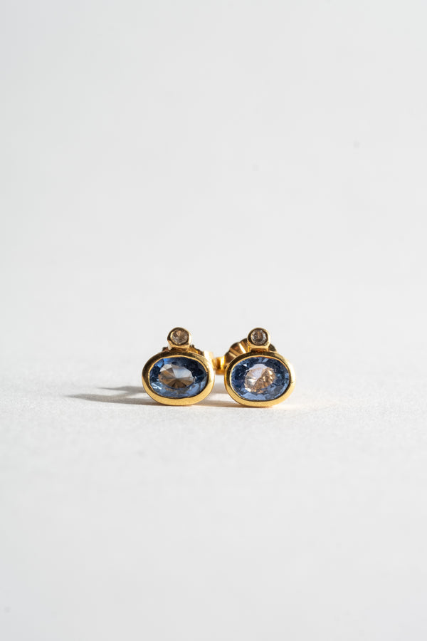 18K Sapphire + Diamond Studs
