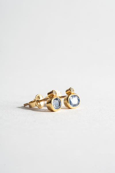 18K Sapphire + Diamond Studs
