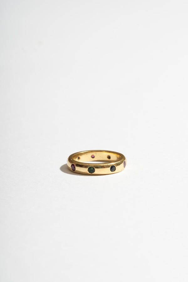 18K Sapphire, Ruby + Emerald Band