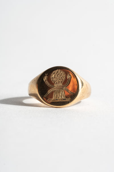 9K Wheat and Serpents Signet Ring