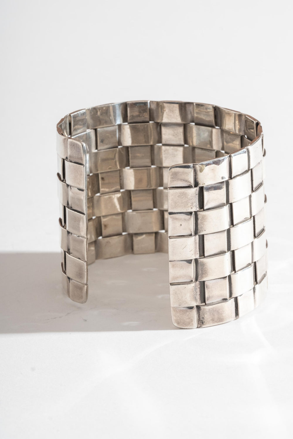 Big Sterling Woven Cuff