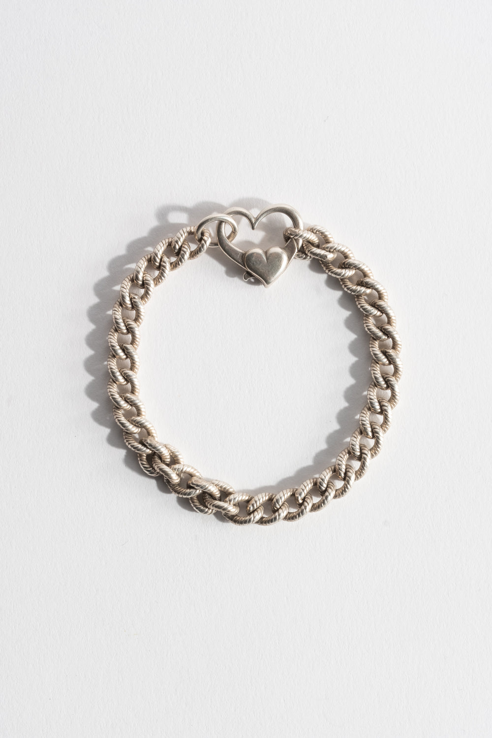 Sterling Heart Clasp Curb Chain Bracelet