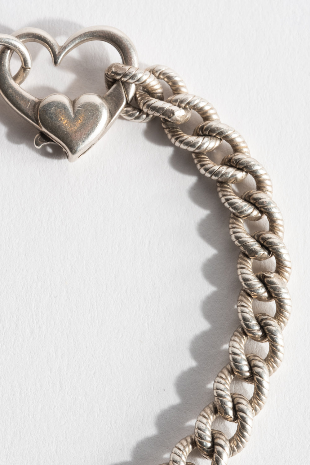 Sterling Heart Clasp Curb Chain Bracelet