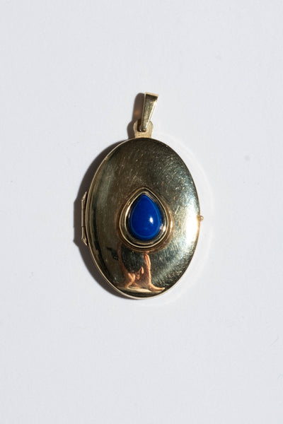 10K 1940's Locket with Lapis Teardrop