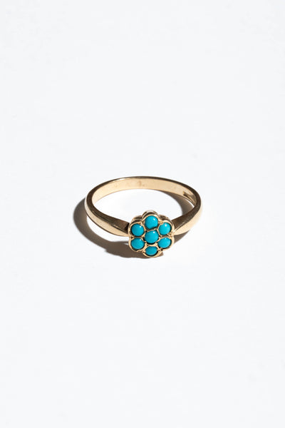 10K Victorian Turquoise Cluster Ring
