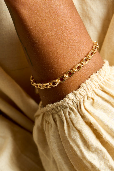 10K Wrapped Oval Link Chain Bracelet