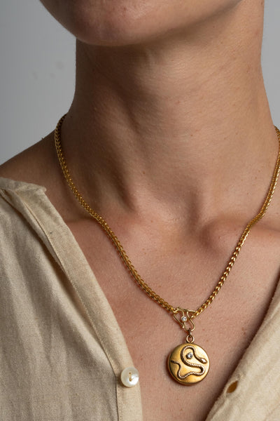 14K 1920's Snake Locket with Diamond