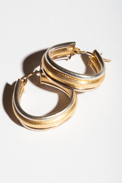 14K Bicolor Triangle Hoops