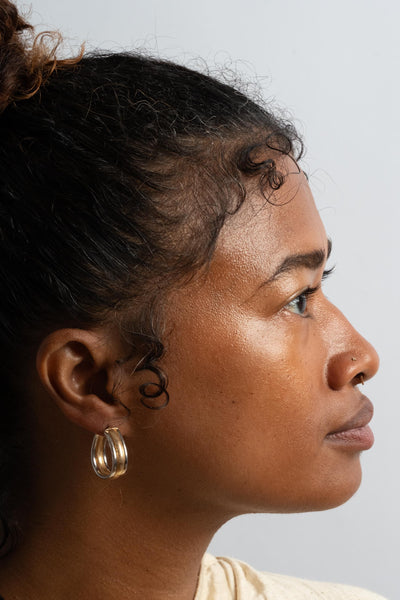 14K Bicolor Triangle Hoops