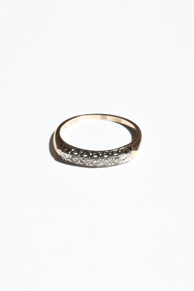 14K Deco White + Yellow Gold Diamond Band