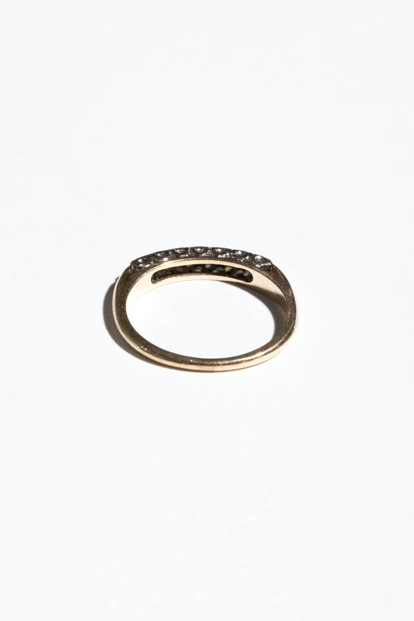 14K Deco White + Yellow Gold Diamond Band