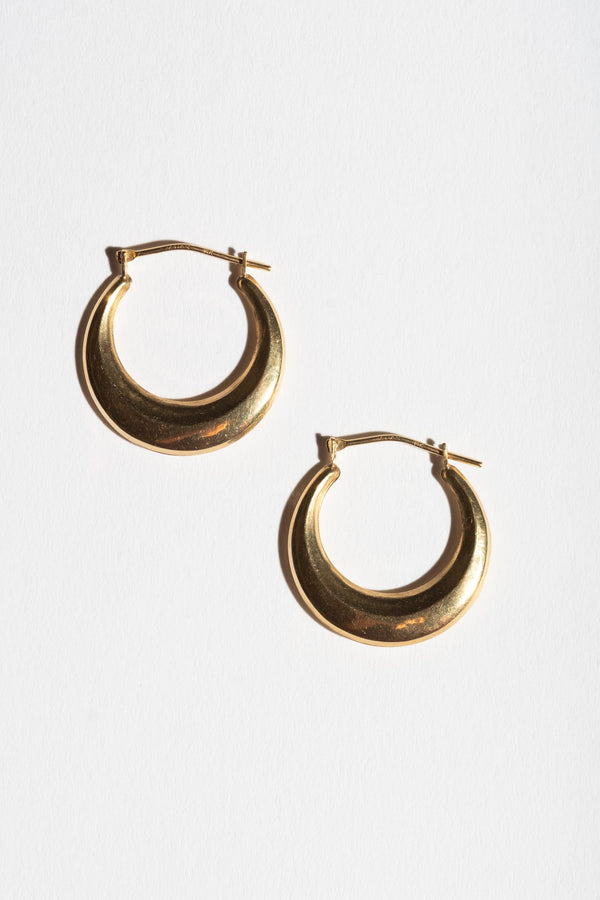 14K Faceted Crescent Hoops
