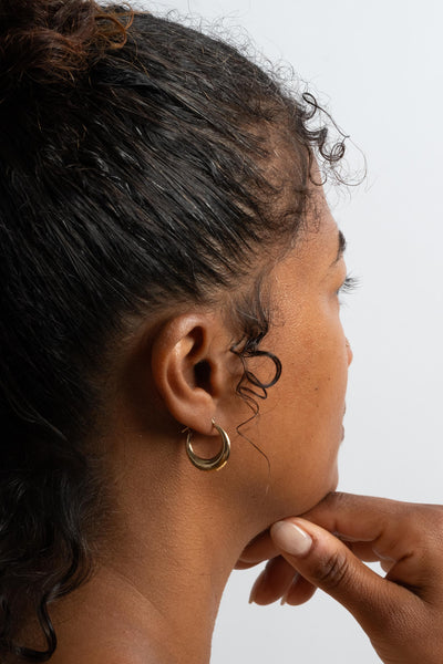 14K Faceted Crescent Hoops