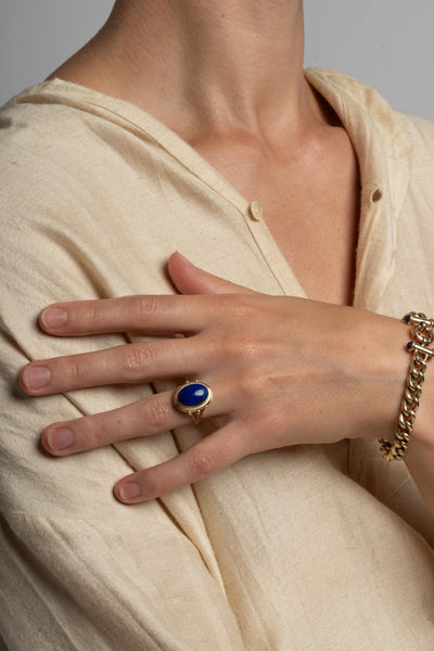 14K Lapis Cabochon Ring