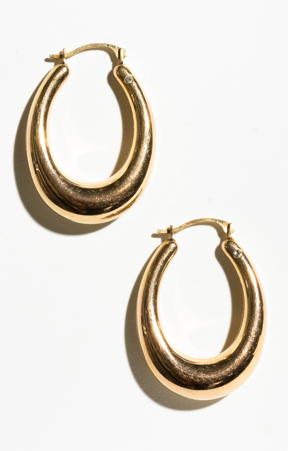 14K Oval Hoops with Diamonds