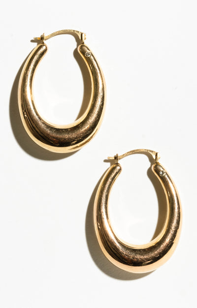 14K Oval Hoops with Diamonds