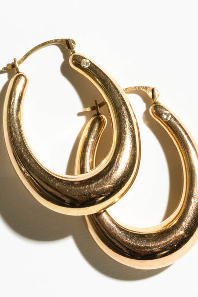 14K Oval Hoops with Diamonds