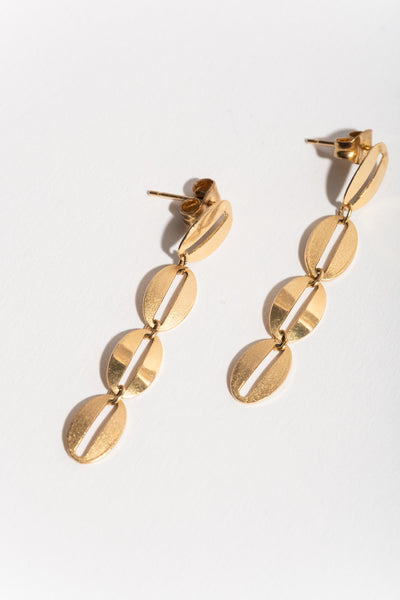 14K Oval Link Chain Stud Earrings