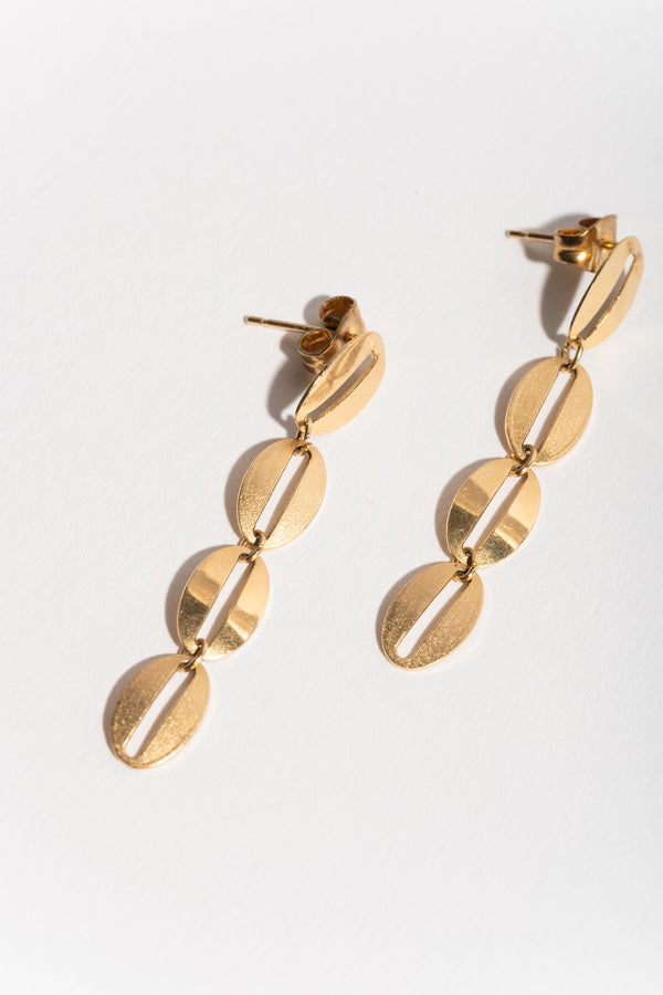 14K Oval Link Chain Stud Earrings