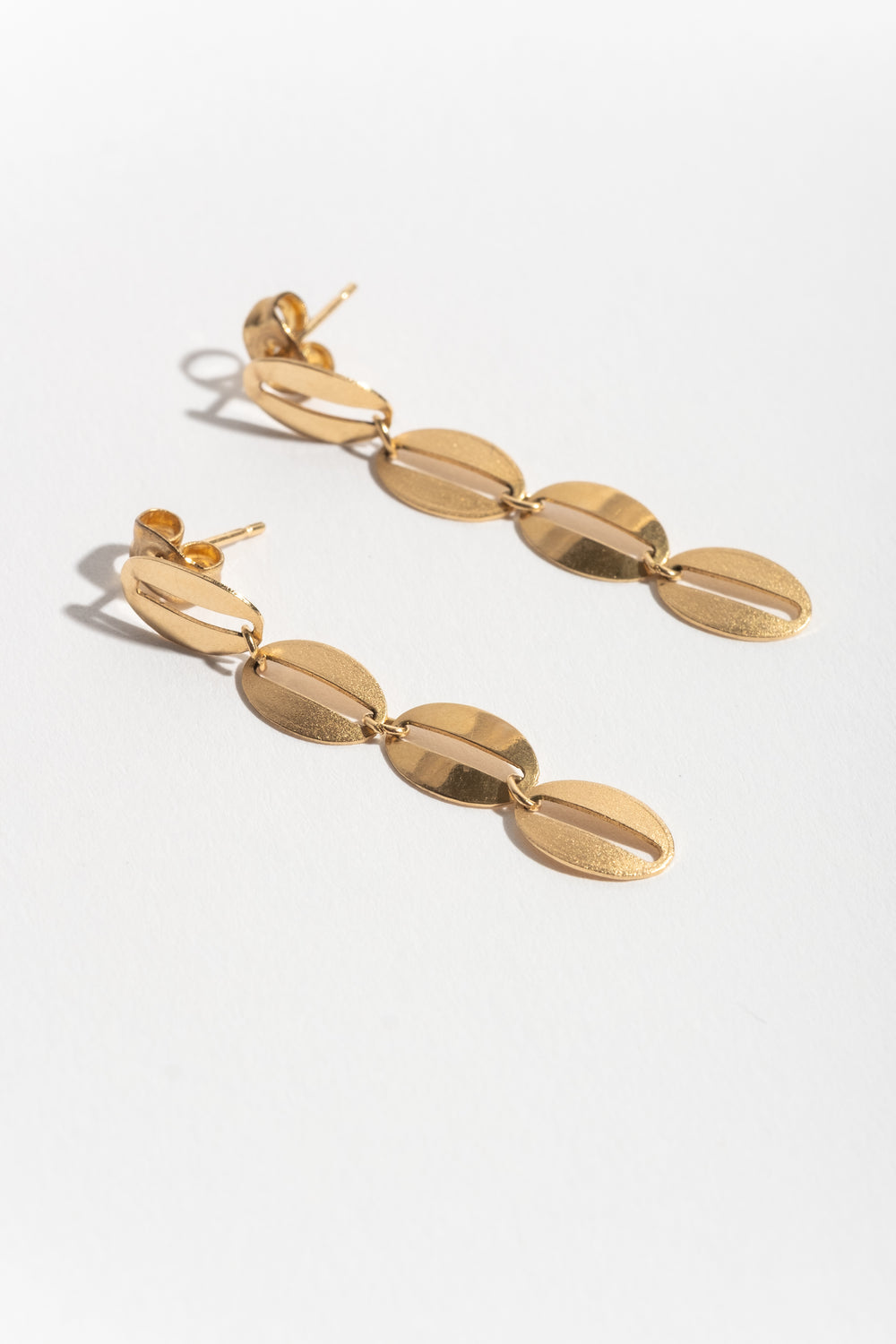 14K Oval Link Chain Stud Earrings