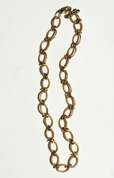 14K Oval Link Choker Necklace with Sapphire