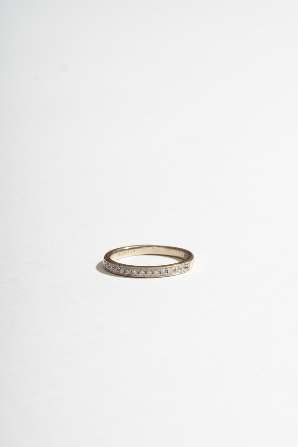 14K Plain White Gold 15 Diamond Band