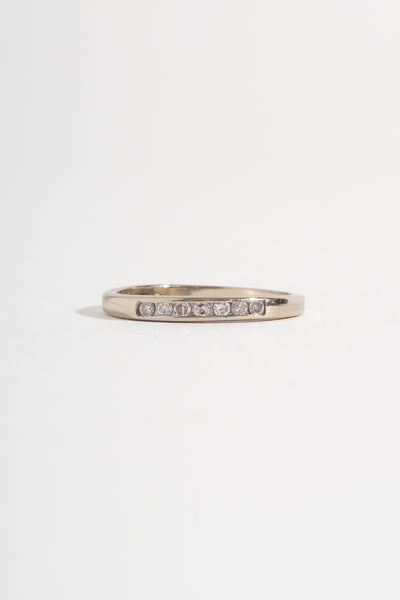 14K Plain White Gold 7 Diamond Band