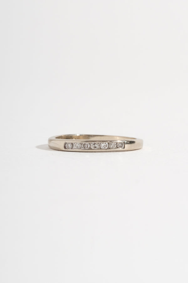 14K Plain White Gold 7 Diamond Band