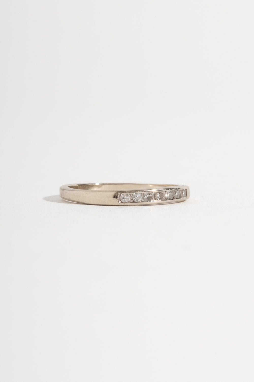 14K Plain White Gold 7 Diamond Band