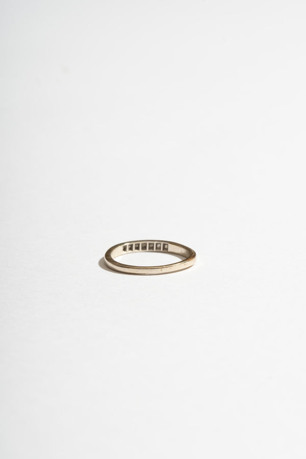 14K Plain White Gold 7 Diamond Band