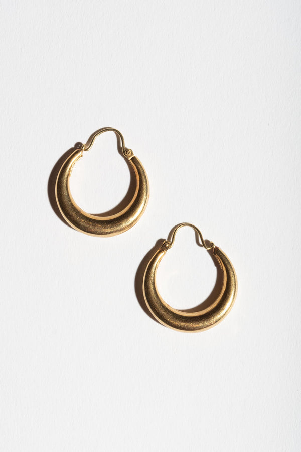 14K Puffy Crescent Hoops