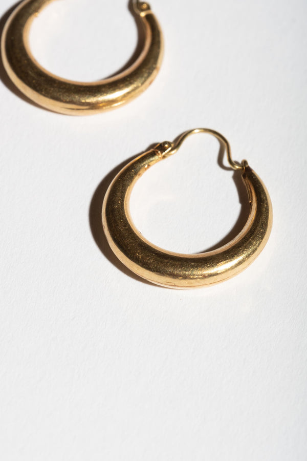 14K Puffy Crescent Hoops