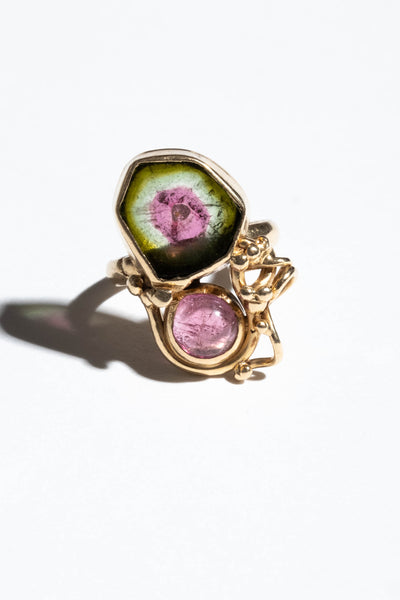 14K Studio Made Double Tourmaline Ring
