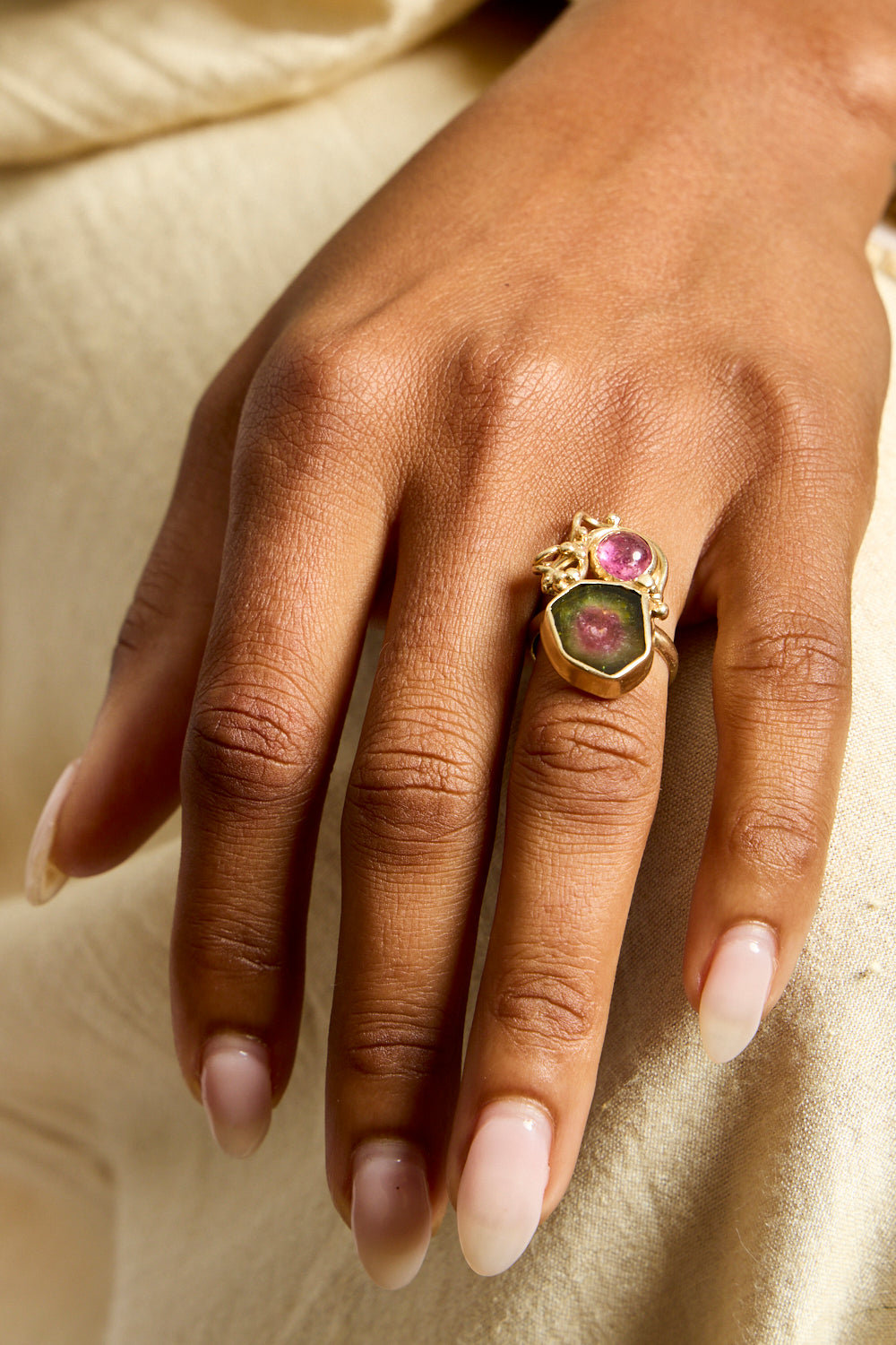 14K Studio Made Double Tourmaline Ring