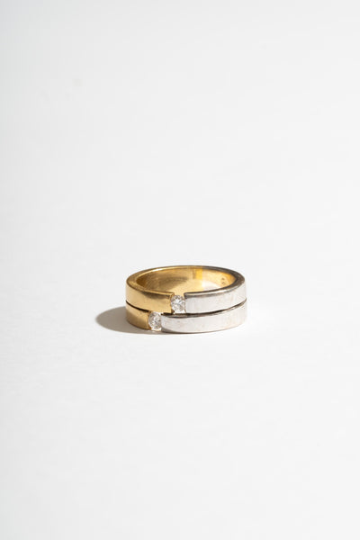 18K Bicolor Double Diamond Band