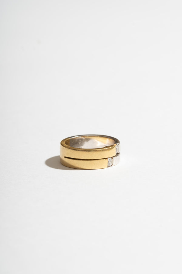18K Bicolor Double Diamond Band