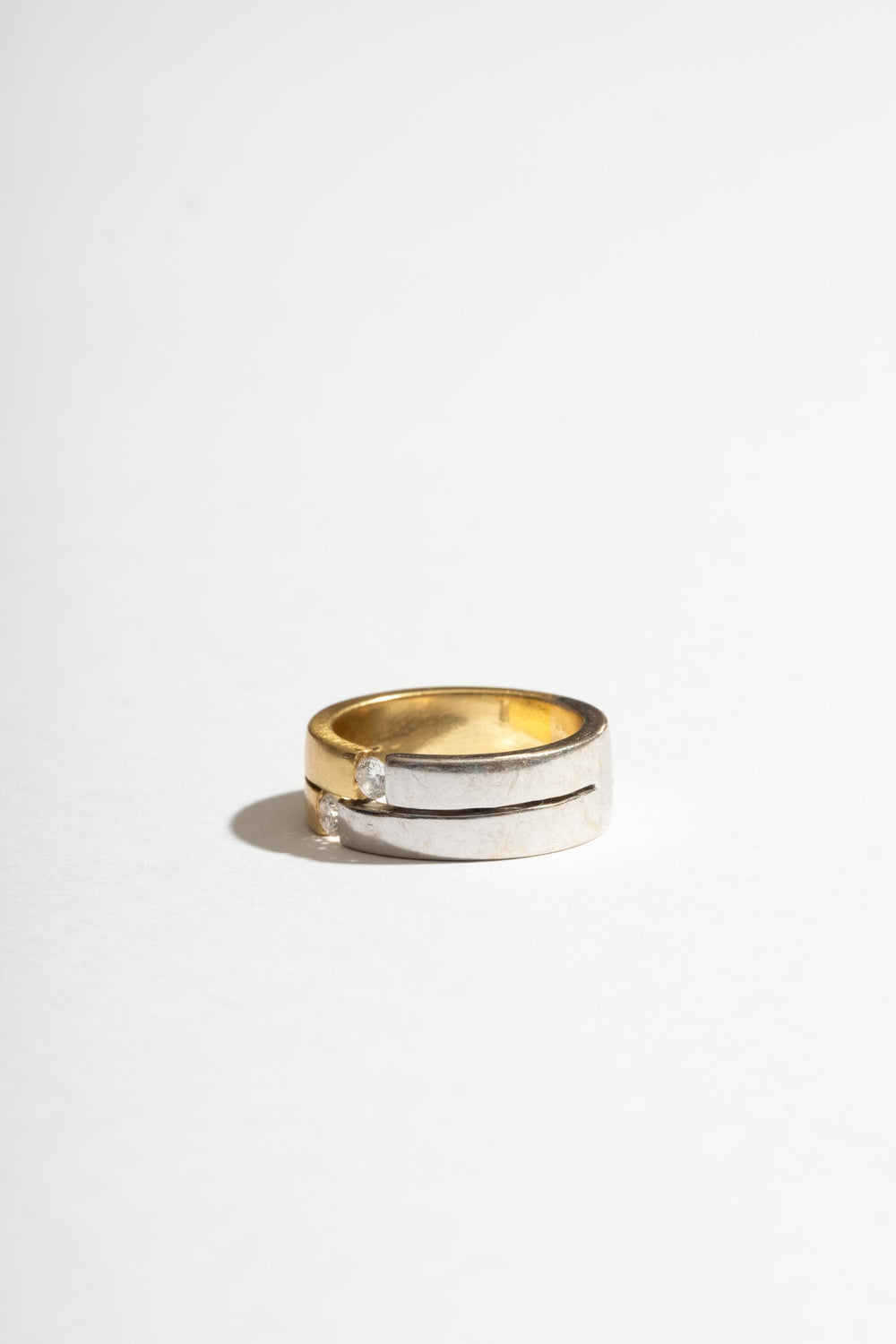 18K Bicolor Double Diamond Band