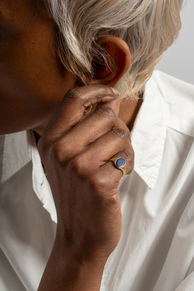 18K Lapis Pinky Signet Ring