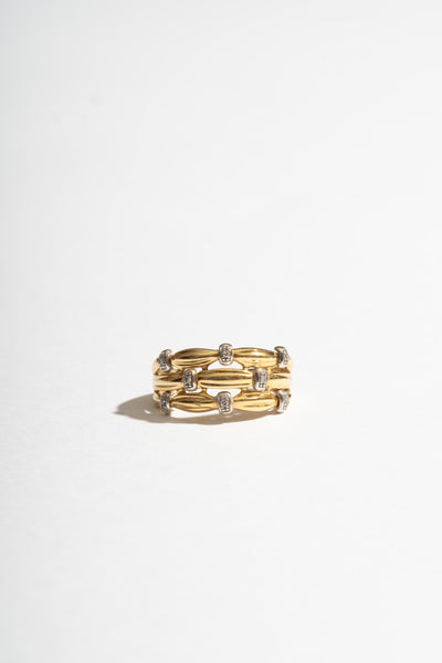 18K Woven Diamond and Gold Ring