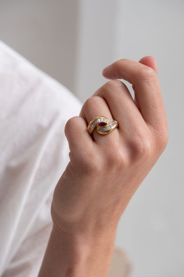 18K Ruby + Diamond Eye Ring
