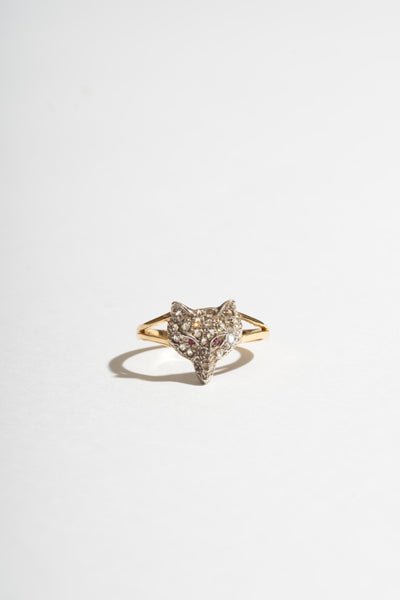 9K + Sterling Diamond Fox Ring