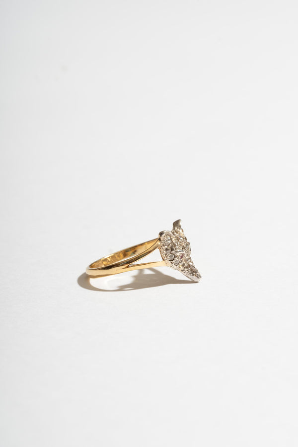 9K + Sterling Diamond Fox Ring